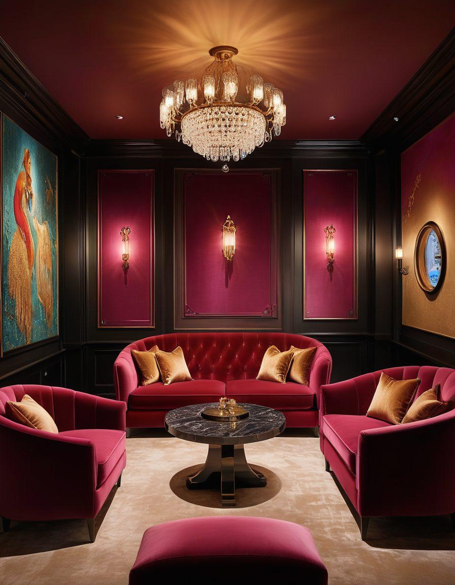 A luxurious lounge setting with plush seating and dim lighting, featuring a diverse group of sophisticated individuals engaged in conversation, surrounded by exclusive club amenities like a wine cellar and private gaming area. A hint of secrecy is added with a closed door marked 'Members Only' in the background. Elegant decor and a sense of exclusivity are emphasized, showcasing the allure of premium memberships. super-realistic. vibrant colors. soft focus.